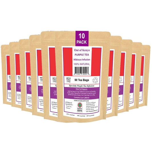Kenya Purple Tea Hibiscus Infusion. (60 Tea Bags) x10 Pack
