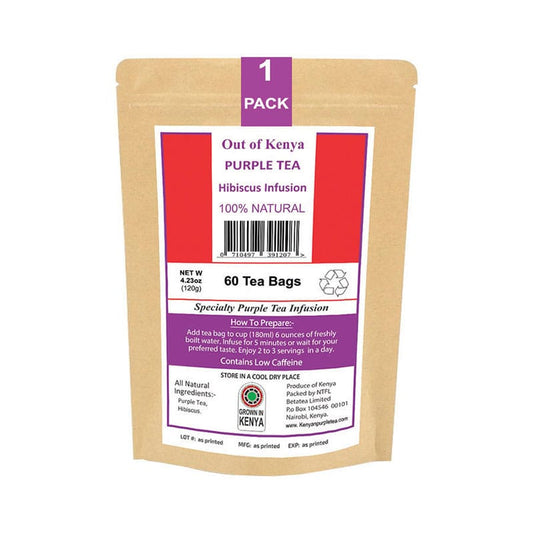 Kenya Purple Tea Hibiscus Infusion. (60 Tea Bags) x1 Pack