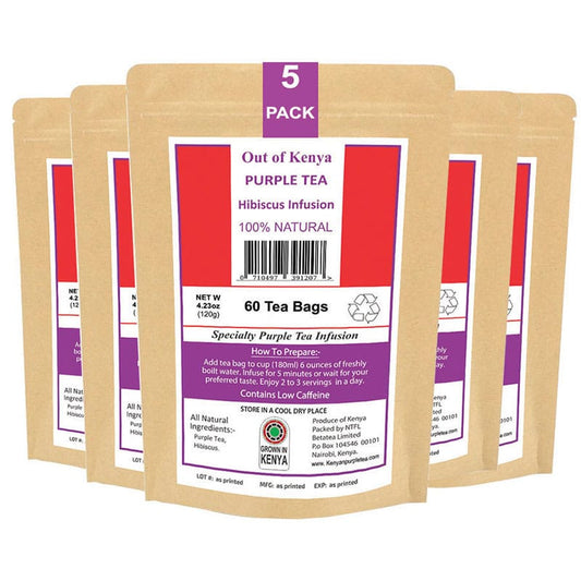 Kenya Purple Tea Hibiscus Infusion.(60 Tea Bags) x5 Pack