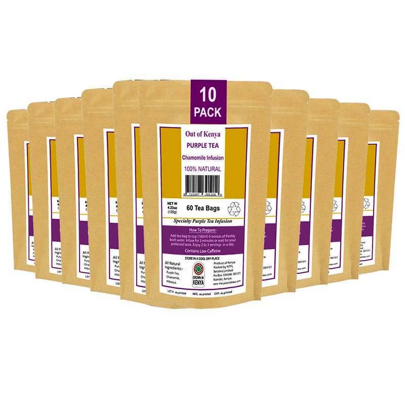 Kenya Purple Tea Chamomile Infusion. (60 Tea Bags) x10 Pack