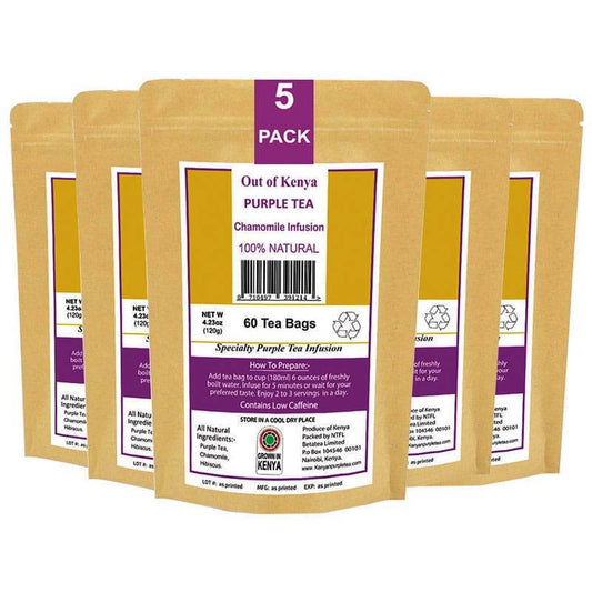 Kenya Purple Tea Chamomile Infusion. (60 Tea Bags) x5