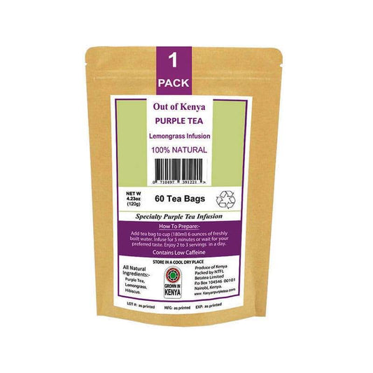 Kenya Purple Tea Lemongrass Infusion. (60 Tea Bags) x1 Pack