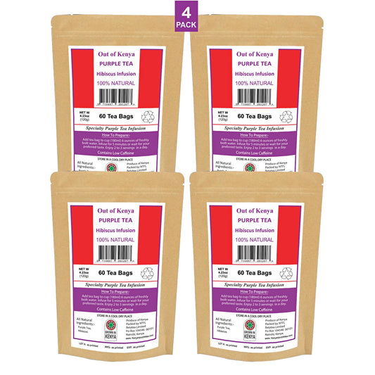 Kenya Purple Tea Hibiscus Infusion.(60 Tea Bags) x4 Pack
