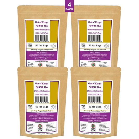 Kenya Purple Tea Chamomile Infusion. (60 Tea Bags) x4 Pack